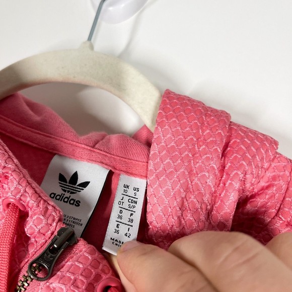 Adidas Women's Clrdo Hooded Sweatshirt Pink Long Sleeve Logo Pullover Size Small - Picture 9 of 9